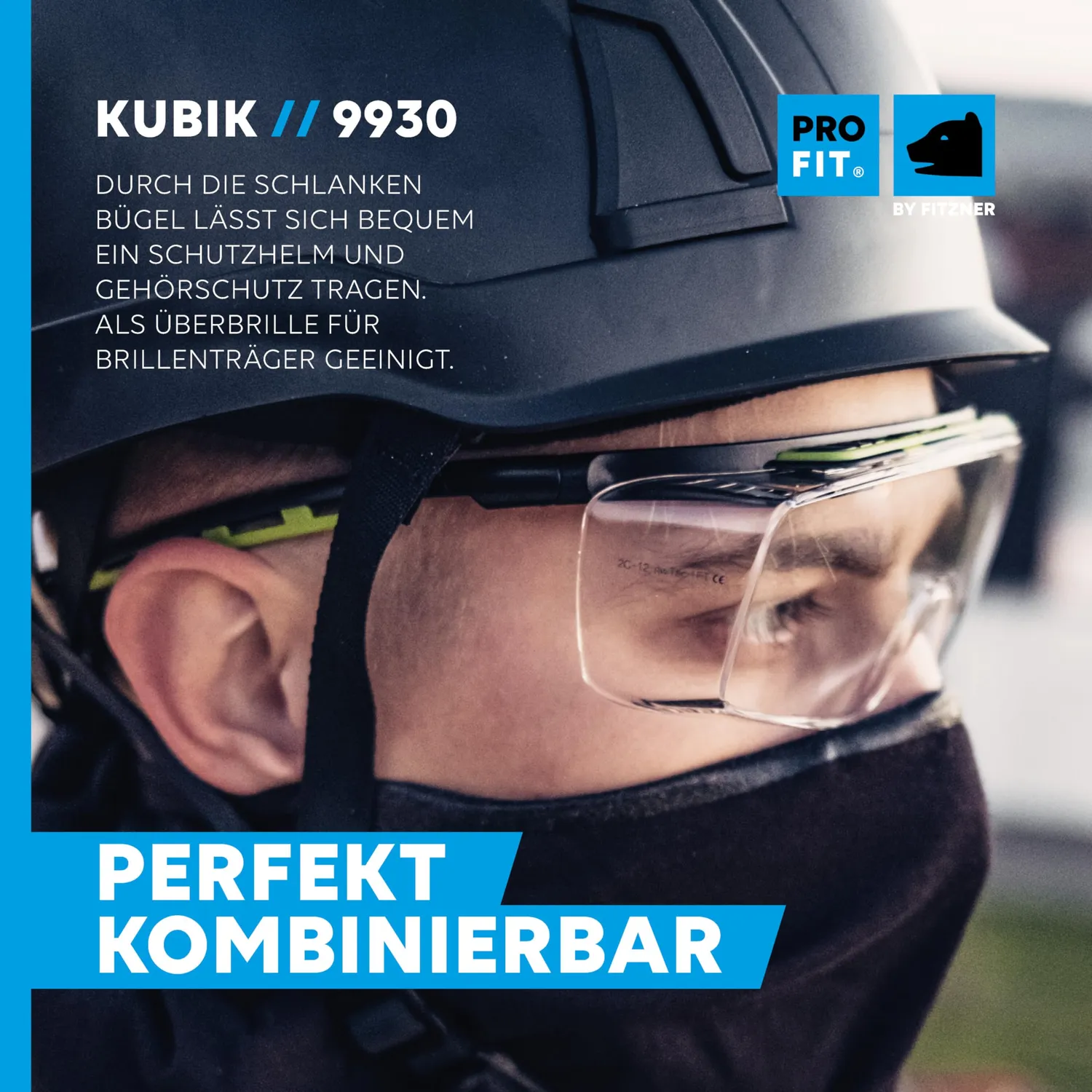 ProFit Kubik Schutzbrille Schwarz-Grün Überbrille klar