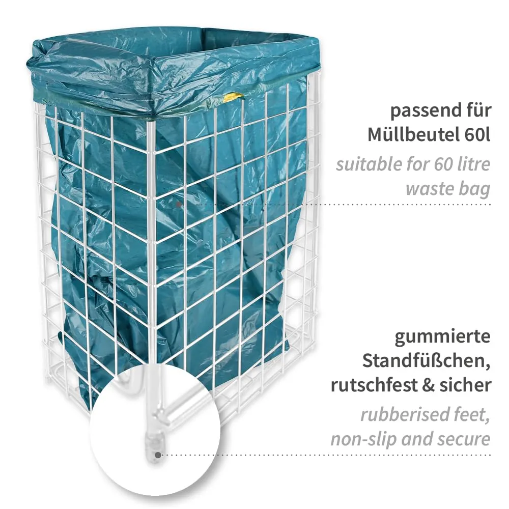 Hygoclean Gitterkorb für Müllsäcke 60 l Metall weiß