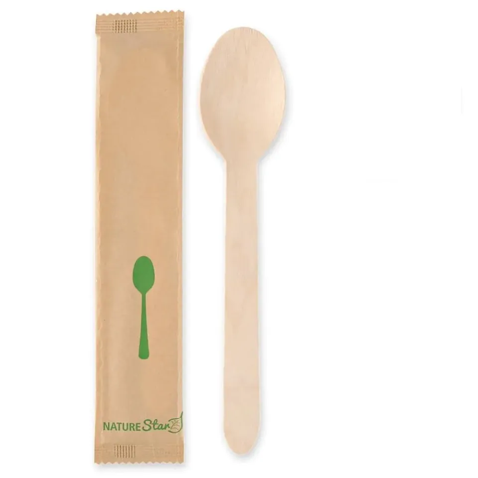 NatureStar Löffel Holz 16,5cm 500 Stück einzeln verpackt