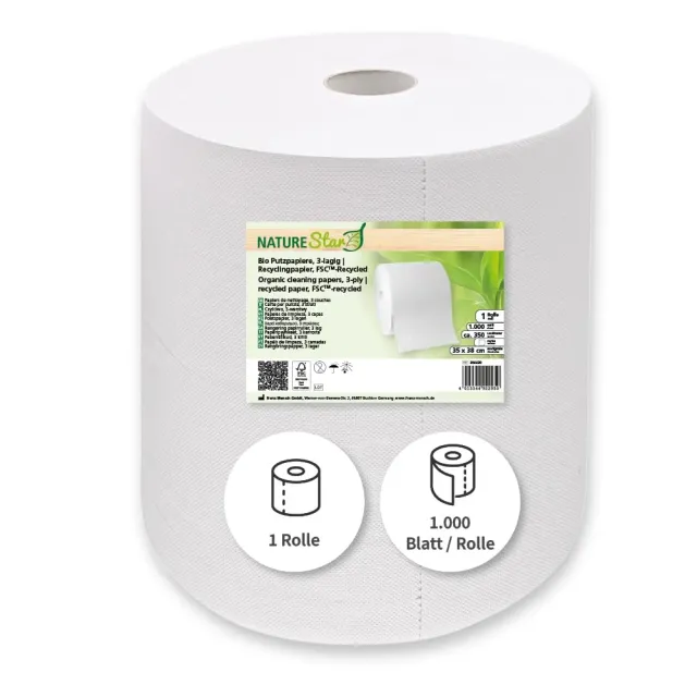 Hygoclean Putzpapier 3-lagig 350 m 1000 Blatt weiß