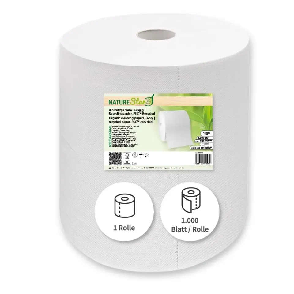 Hygoclean Putzpapier 3-lagig 350 m 1000 Blatt weiß