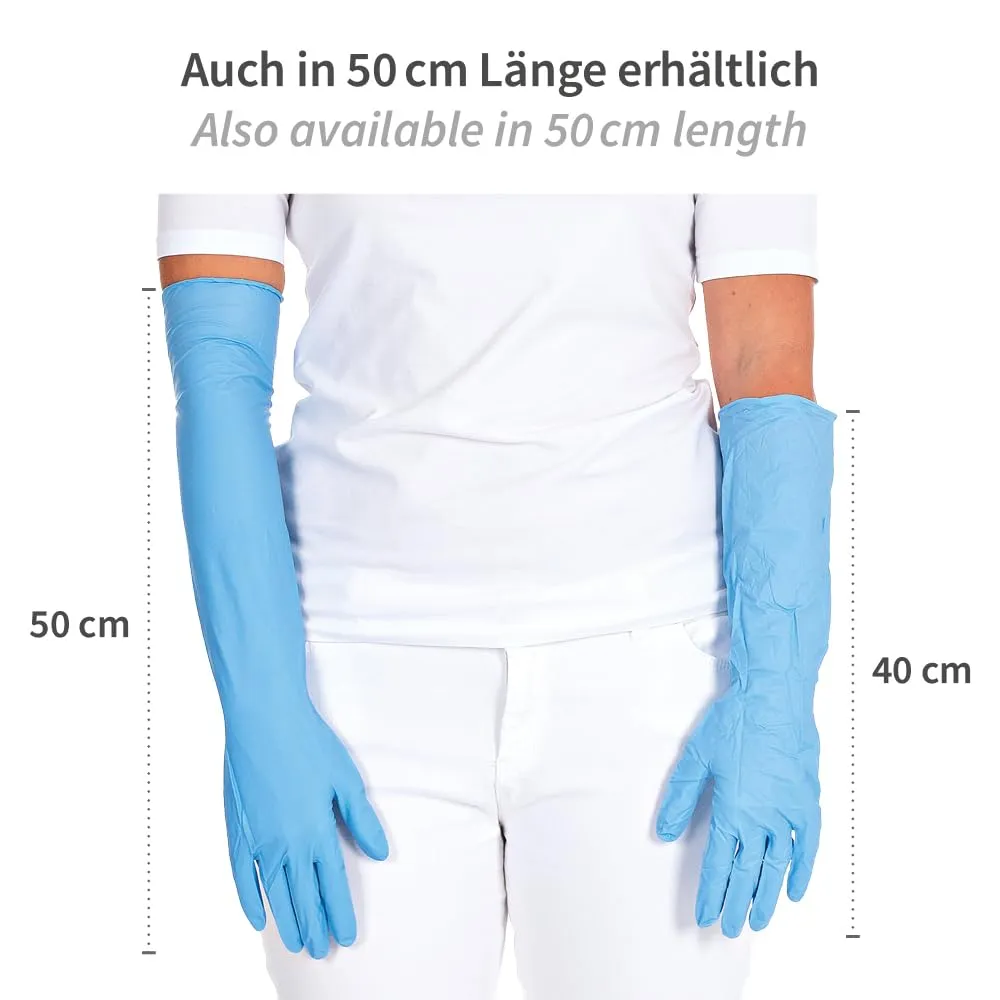 Franz Mensch Hygostar Nitrilhandschuhe 40cm 50er M blau