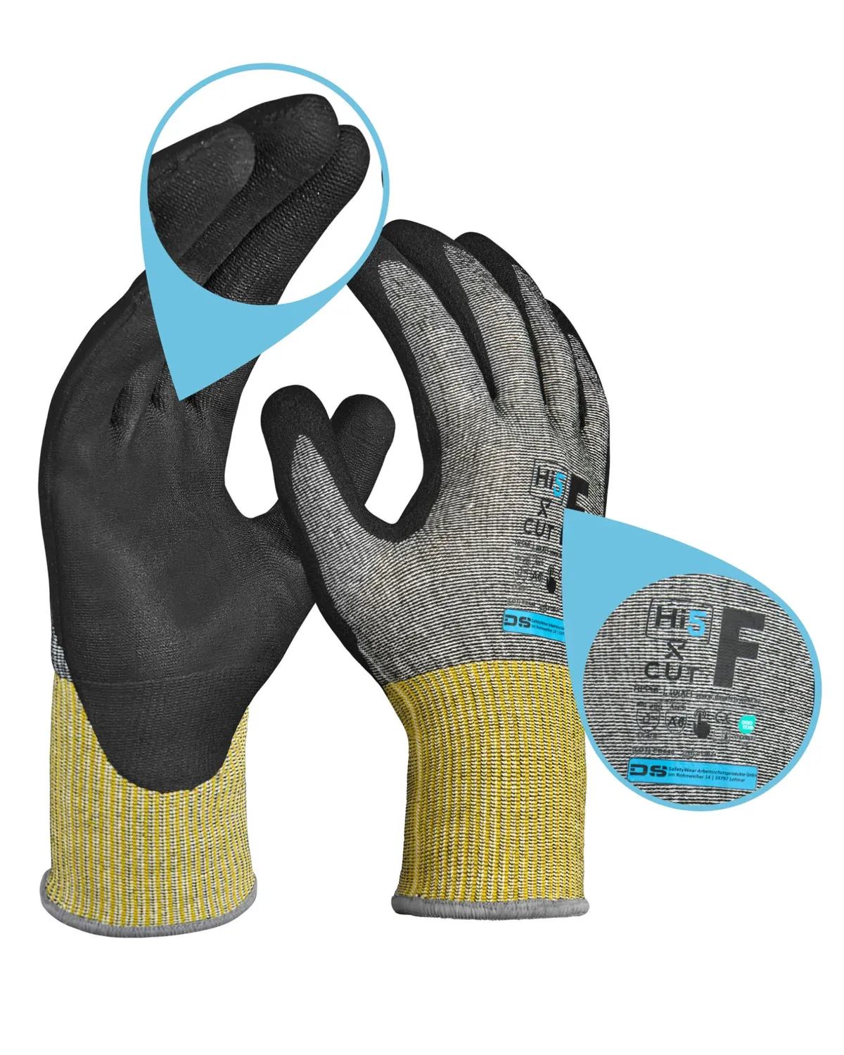 Hi5 X-Cut Schnittschutzhandschuhe XL 3 Stück Level F Nitril