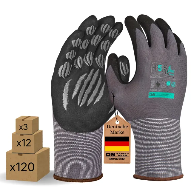 Hi5 X-FlexiTec 4131X Arbeitshandschuhe M grau 12 Paar Grip