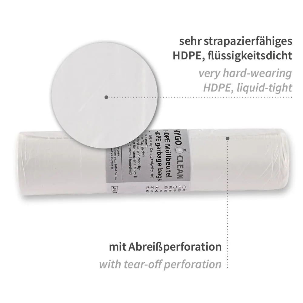 Hygoclean Light 60 l Müllbeutel transparent 600 Stück HDPE