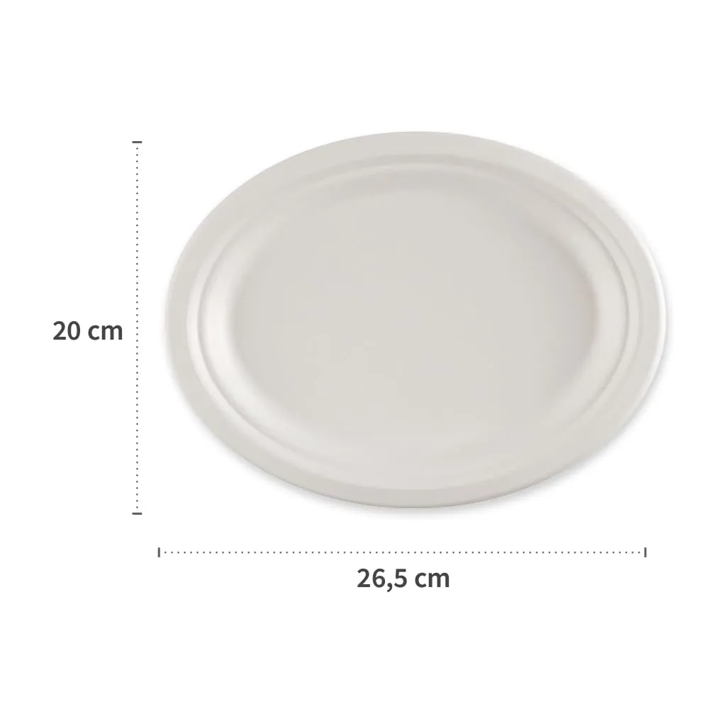 NATUREStar Teller oval 26,5x20 cm weiß 500 Stück Zuckerrohr