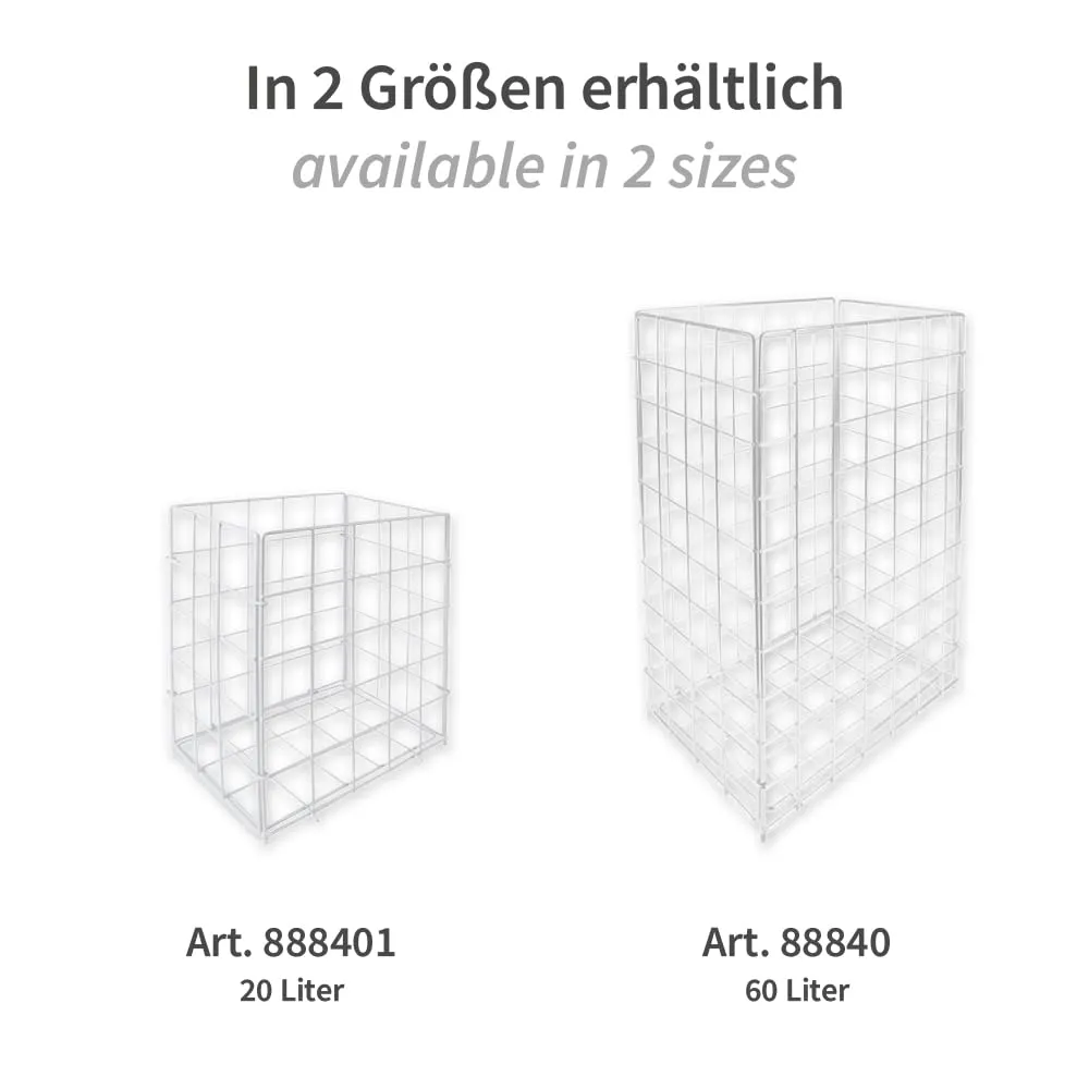 Hygoclean Gitterkorb für Müllsäcke 60 l Metall weiß