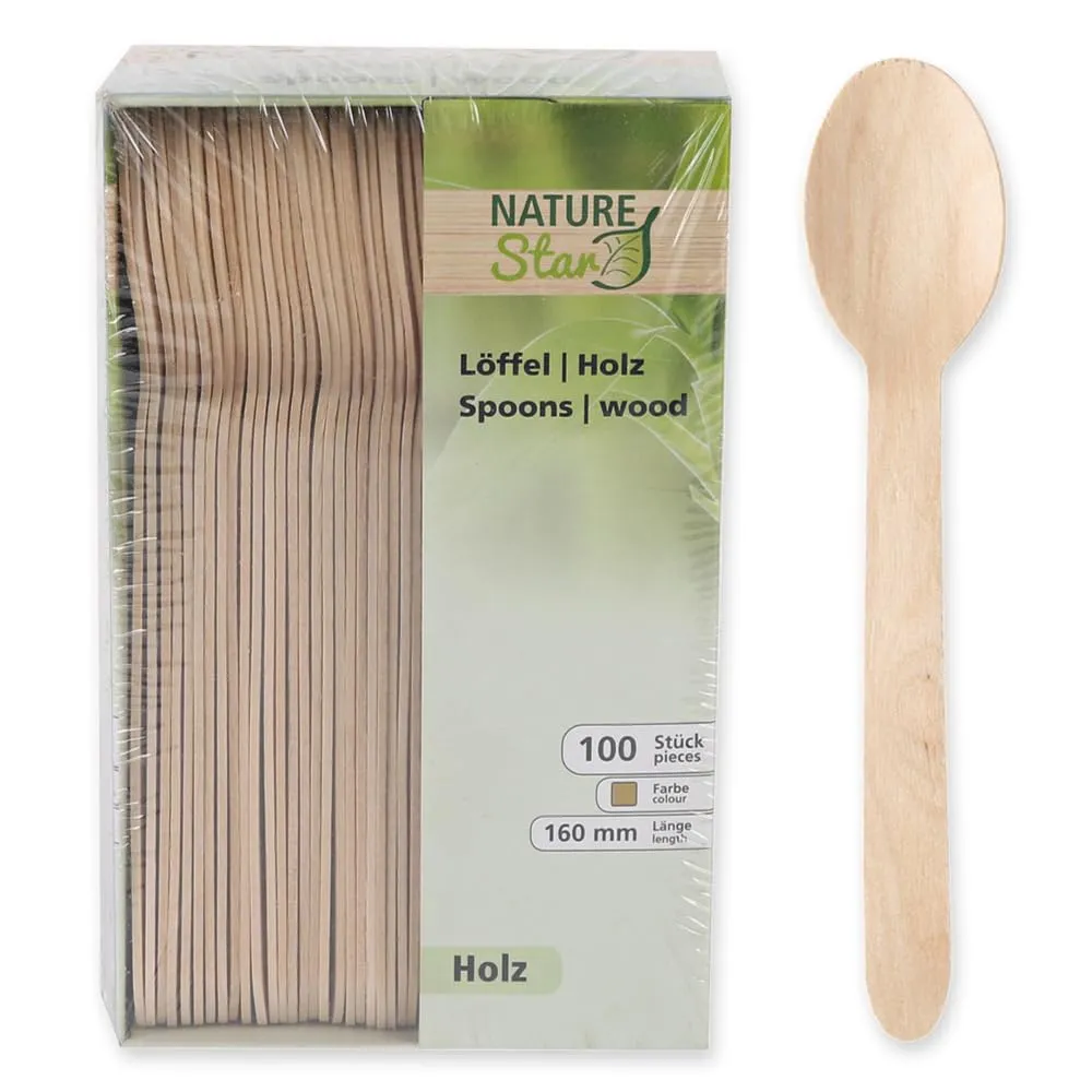 NatureStar Holz Löffel 16 cm 2400 Stück Spenderbox