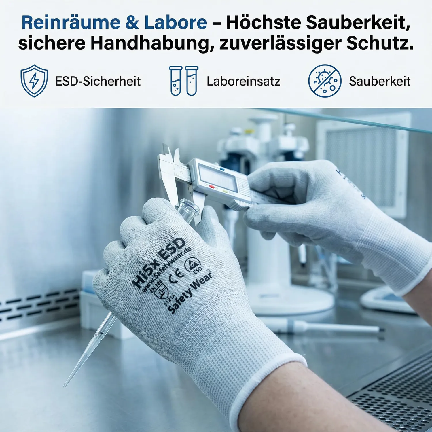 Hi5 X-ESD HI571 Arbeitshandschuhe M 3 Stück ESD weiß