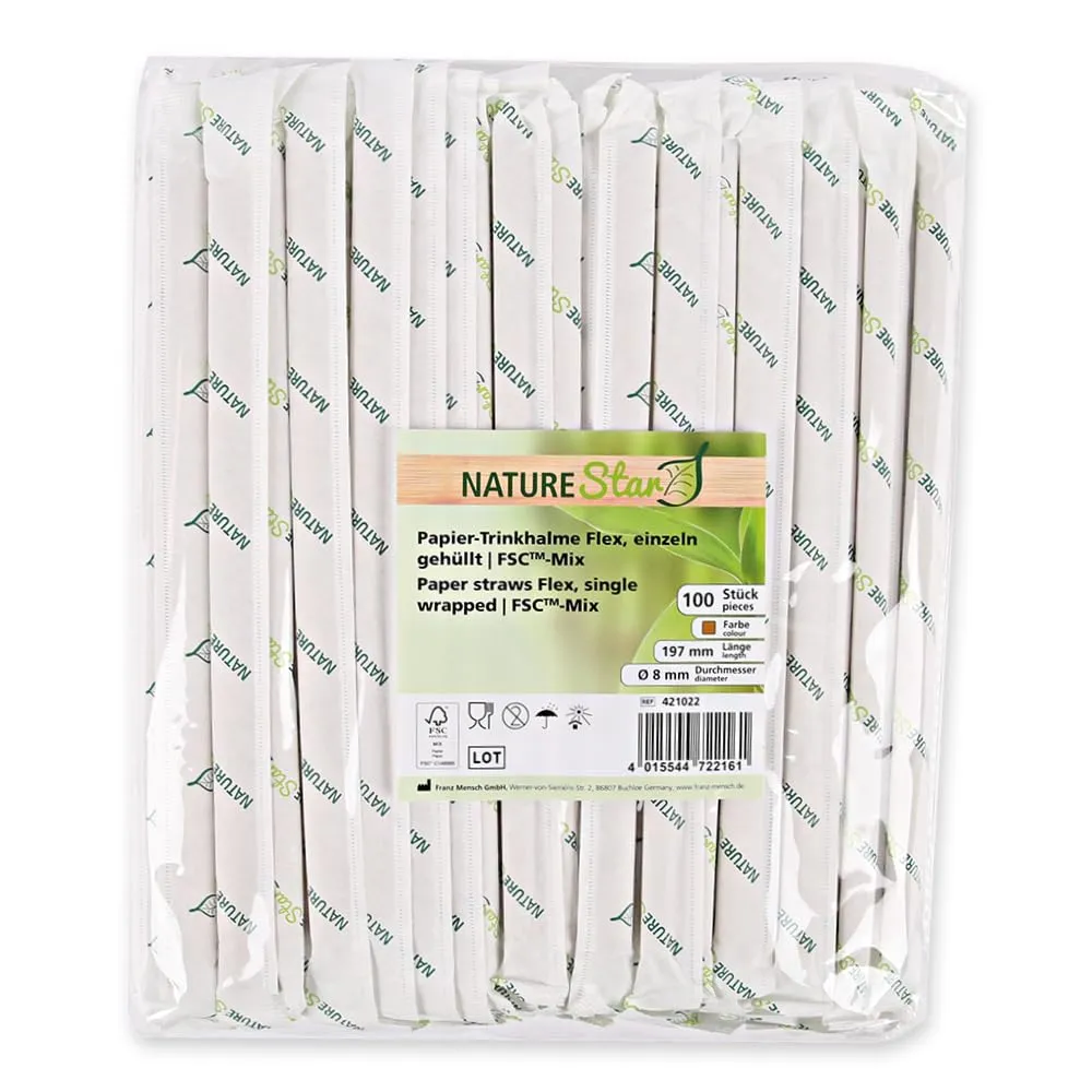 NatureStar Flex Papiertrinkhalme 3000 Stück einzeln