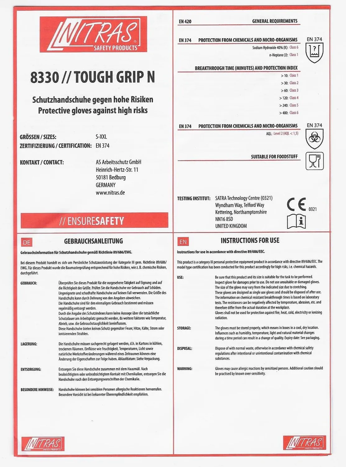 Nitras Tough Grip N Nitrilhandschuhe schwarz 50 Stk. Gr. XL