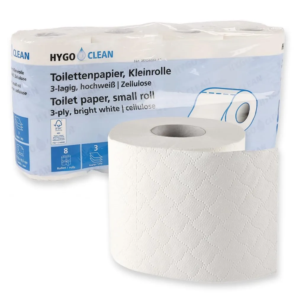 Hygoclean Toilettenpapier 3-lagig weiß 250 Blatt 64 Rollen