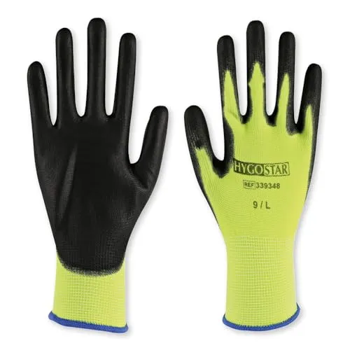 Hygostar Neon Ace Feinstrickhandschuhe 10/XL 24 Stück PU gelb