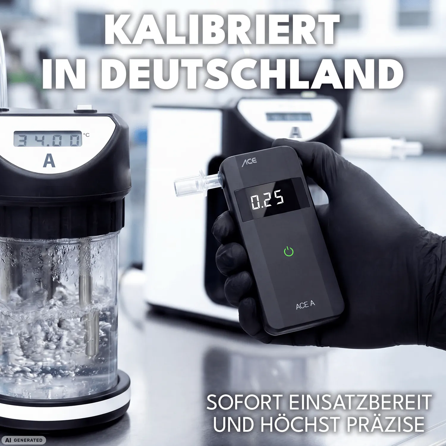 ACE A Alkoholtester mit 25 Mundstücken flach