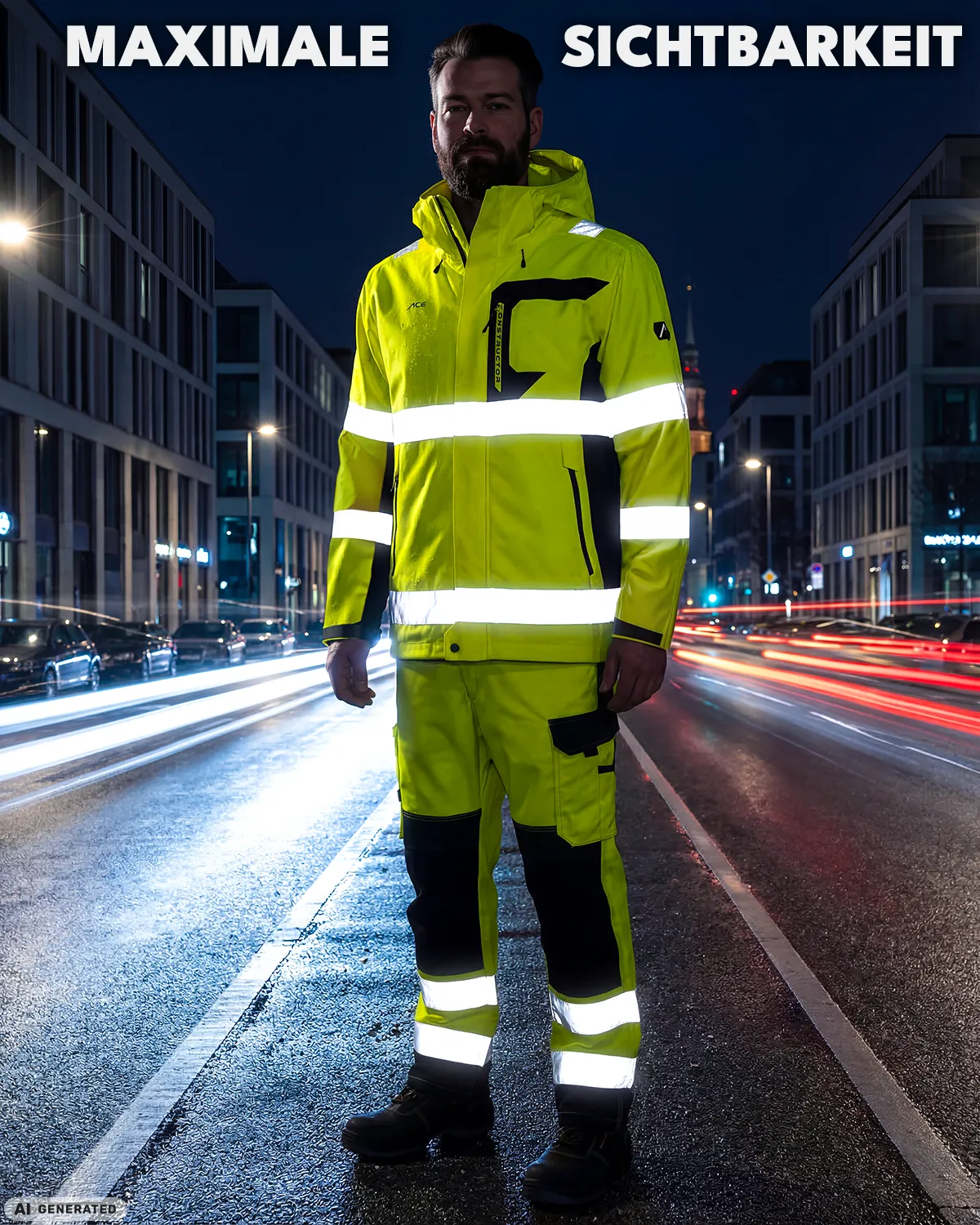ACE Constructor Hi-Viz Regenjacke Gelb L wasserdicht