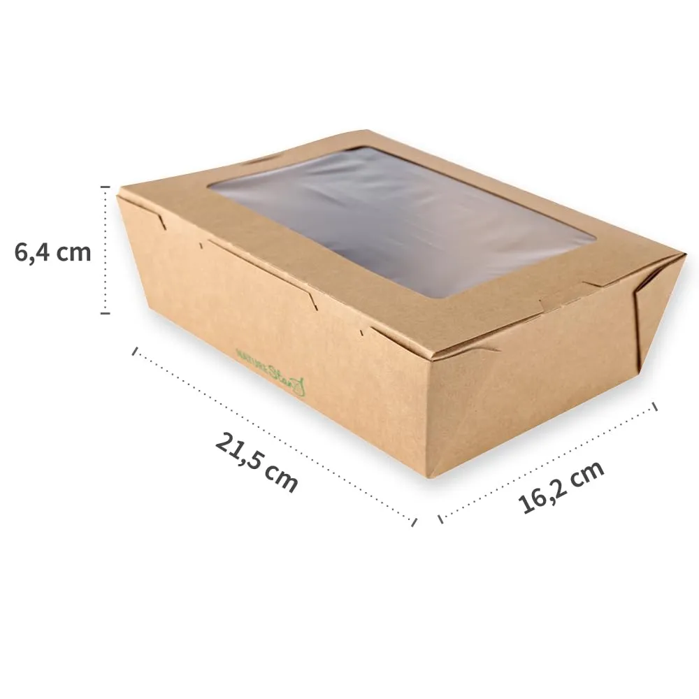 NatureStar Foodbox Menü mit Sichtfenster 21,5x16,2 cm 50 Stück PLA