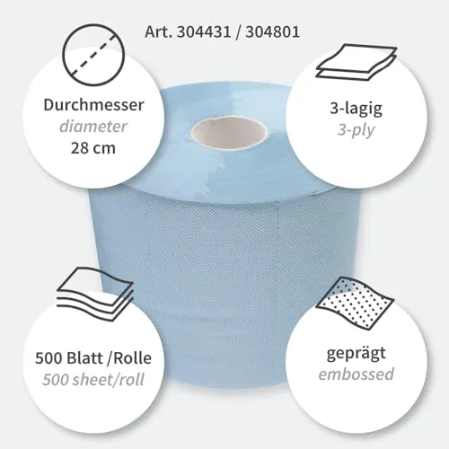Hygoclean Putzpapier 3-lagig blau 35x22cm 2x500 Blatt
