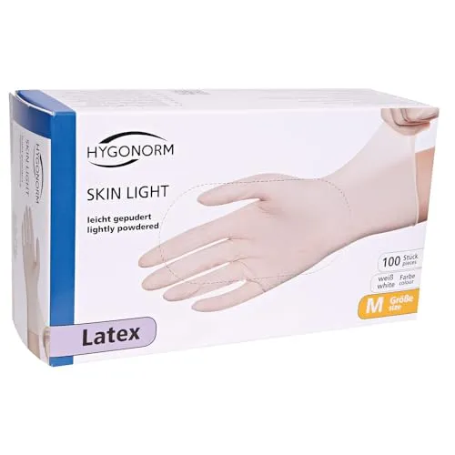 Hygonorm Skin Light Latexhandschuhe M 100 Stück gepudert