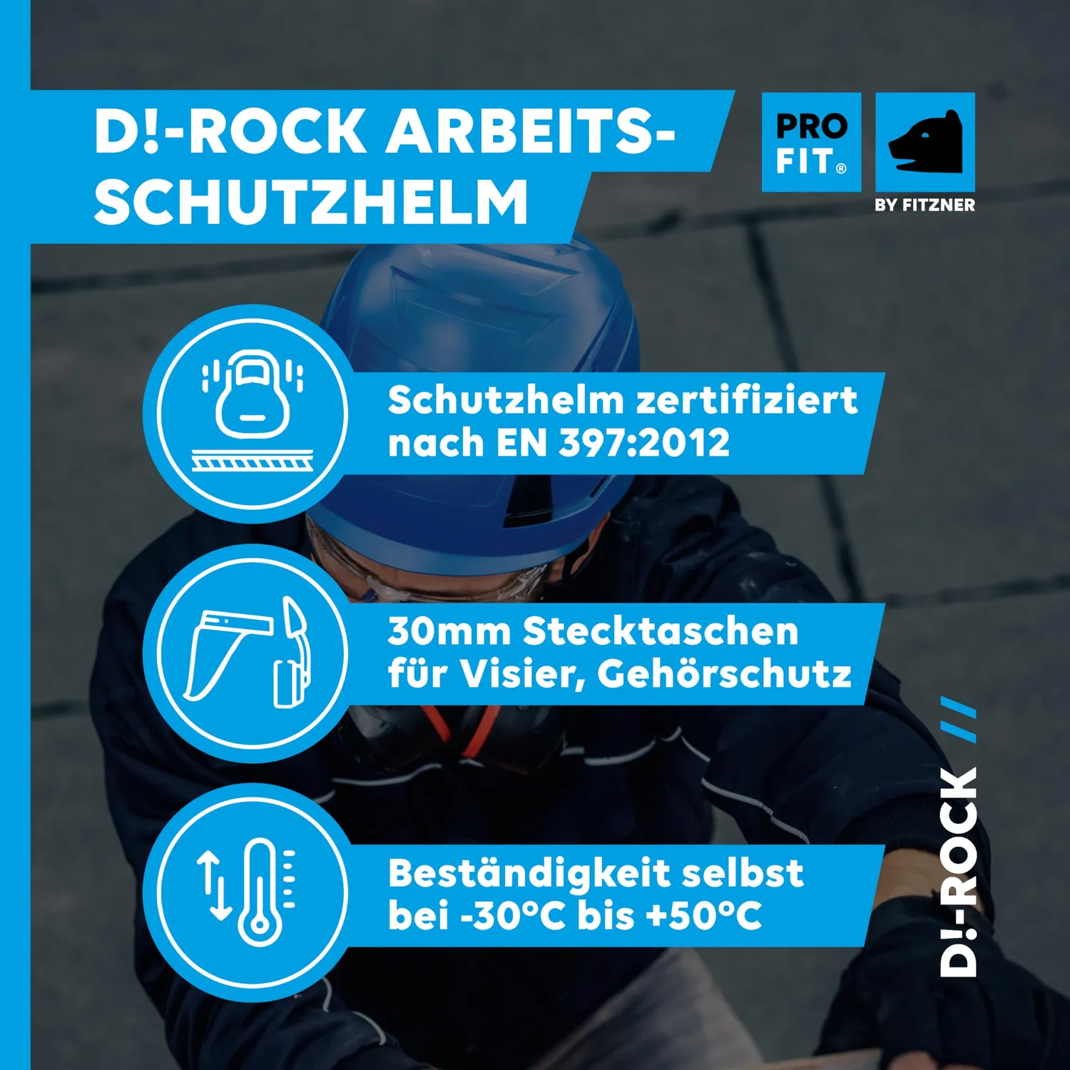 ProFit D!-Rock Schutzhelm Anthrazit belüftet