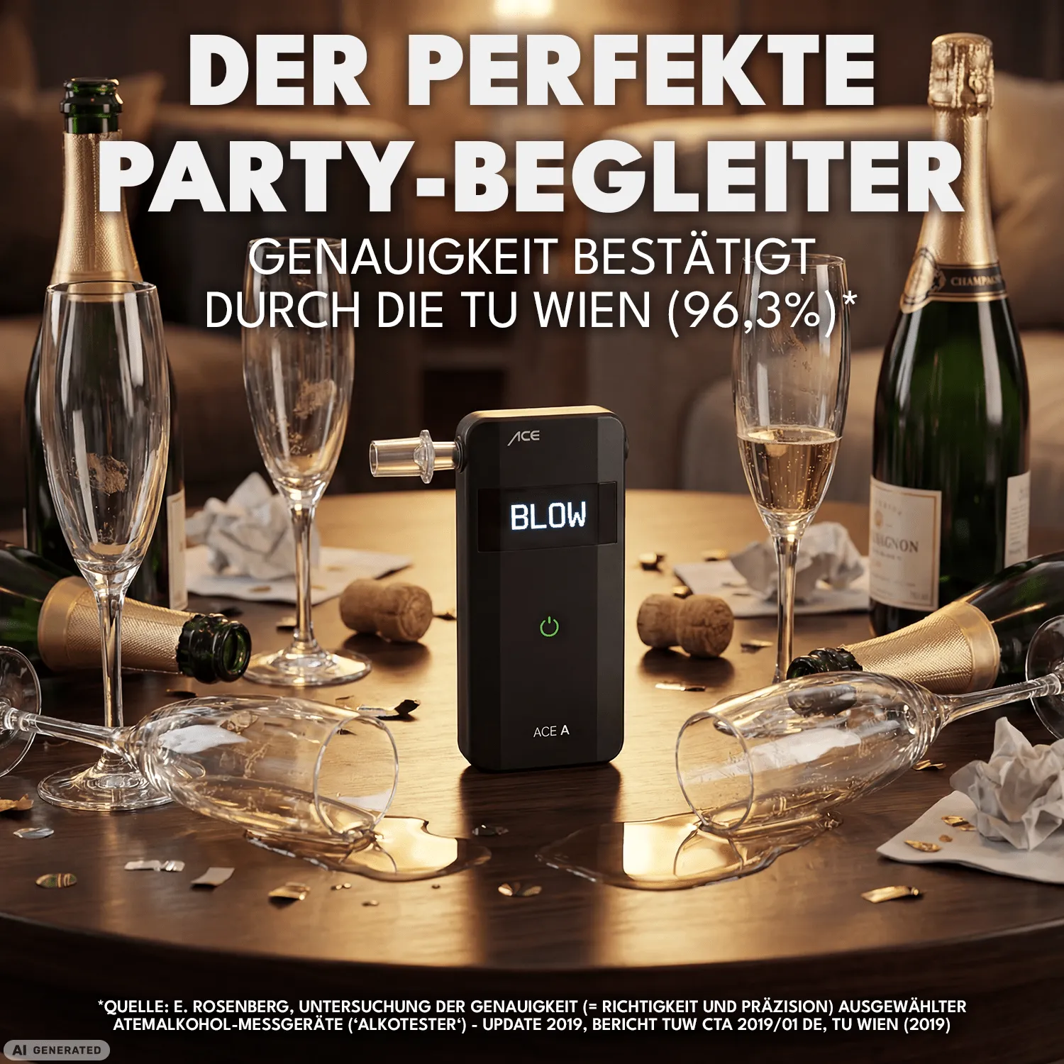 ACE A Alkoholtester mit 25 Mundstücken flach