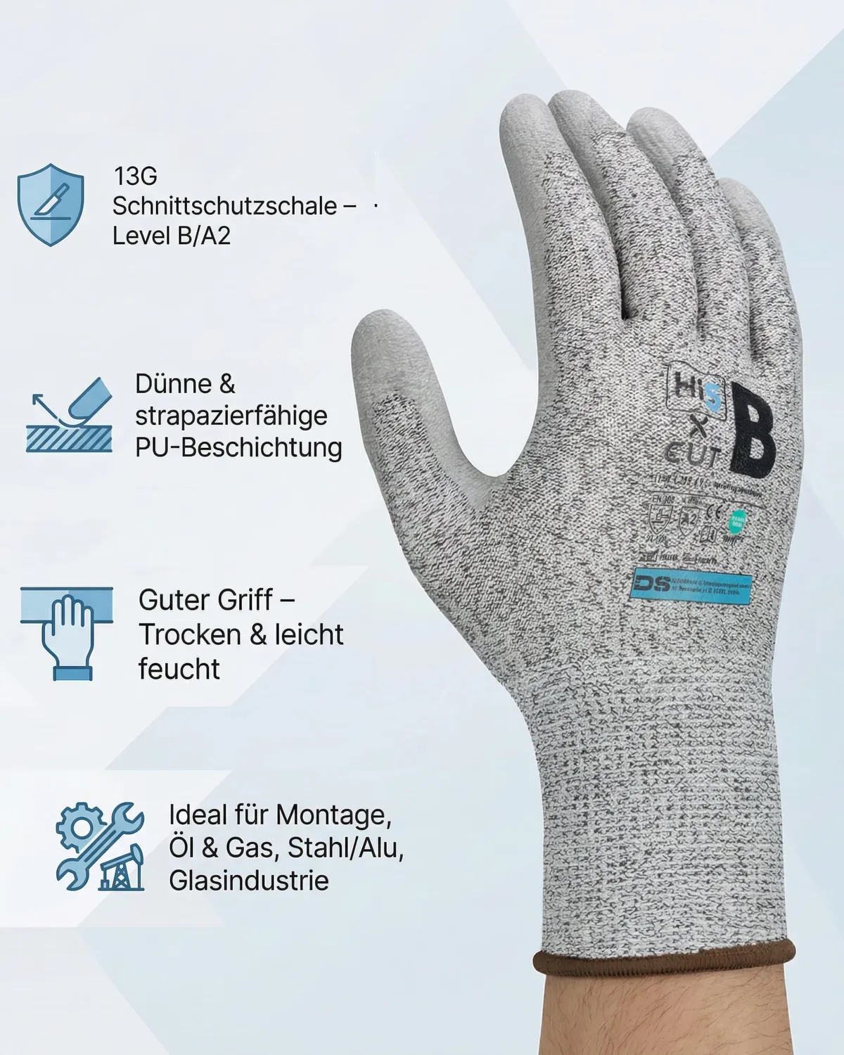 Hi5 X-Cut HI532 Schnittschutzhandschuhe M 12 Stück Level B