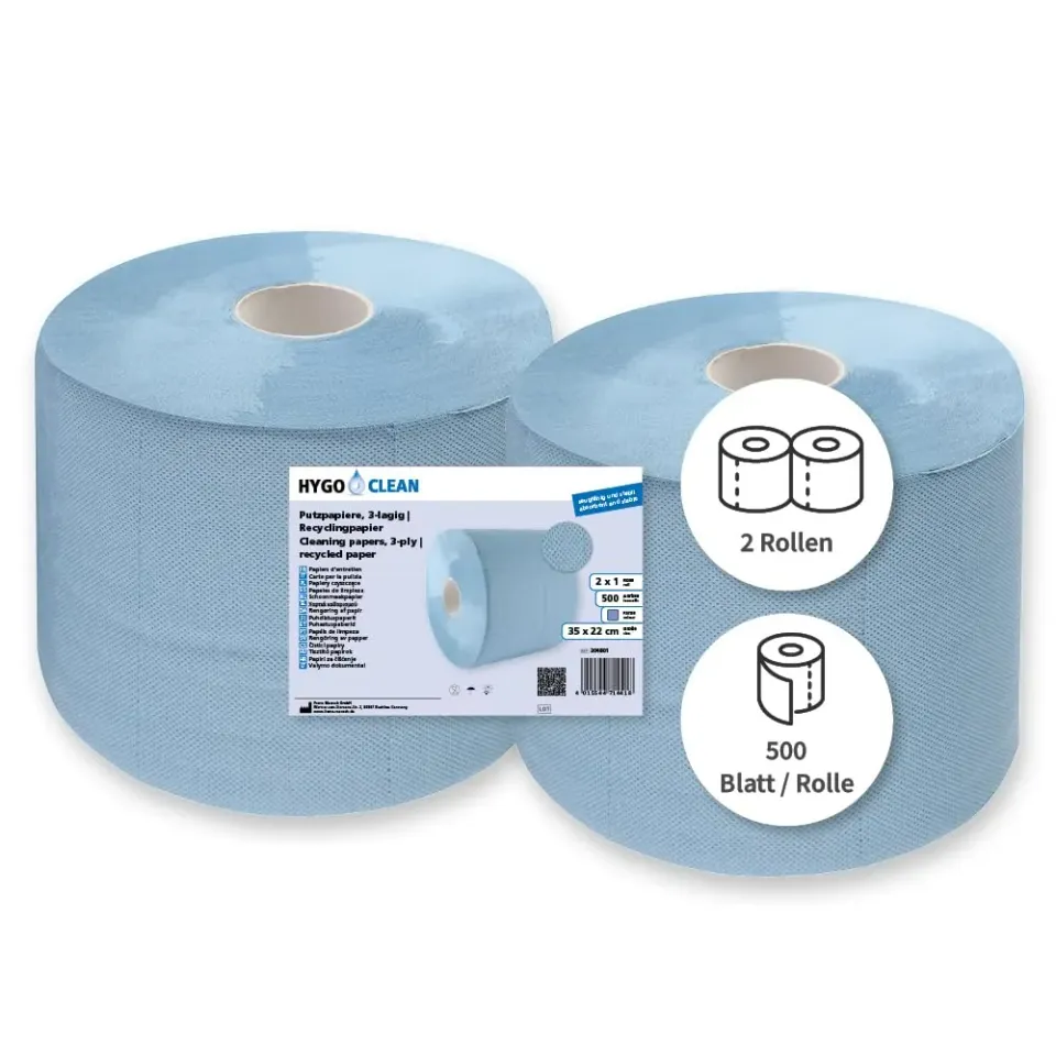 Hygoclean Putzpapier 3-lagig blau 35x22cm 2x500 Blatt