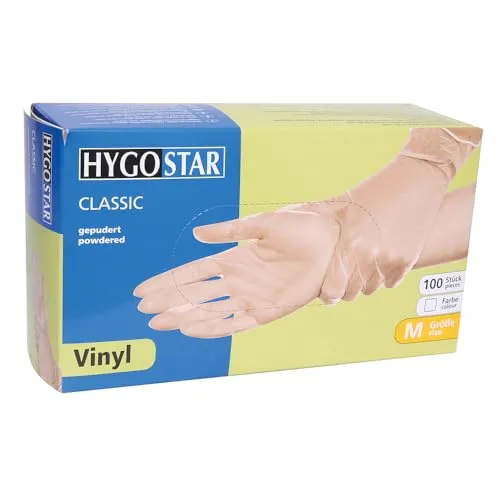Hygostar Classic Vinylhandschuhe transparent Größe 8/M 1000 Stück