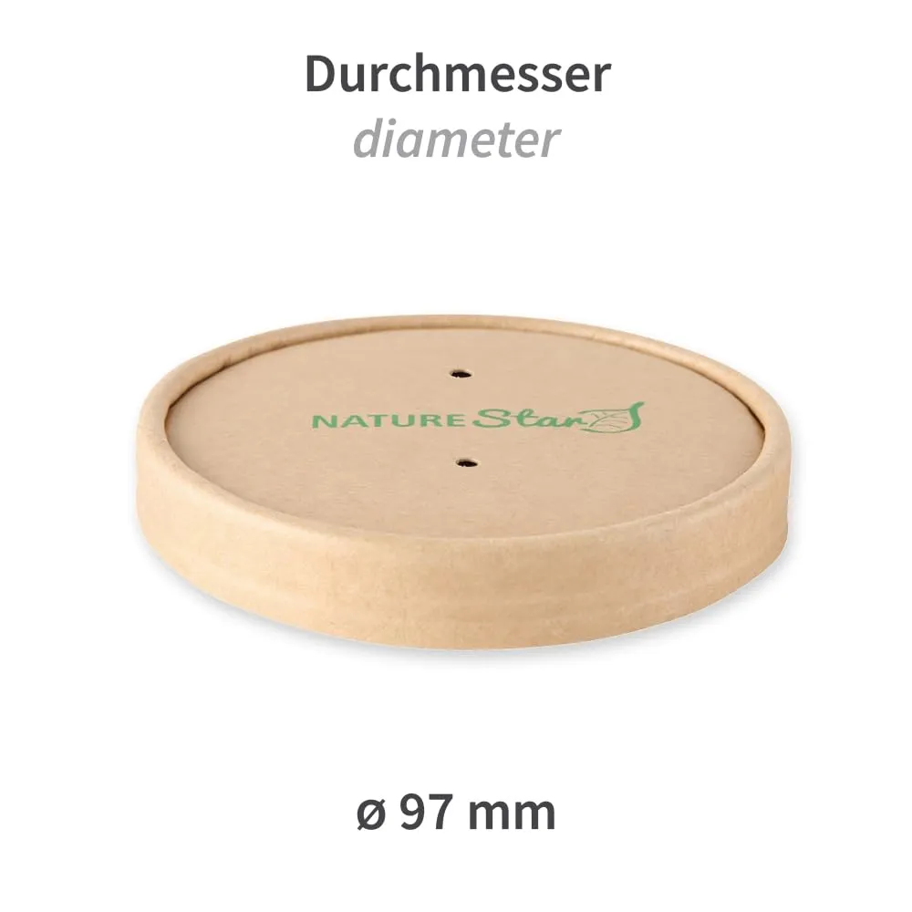 NatureStar Minestrone Deckel Suppenbecher 500 Stück Ø 9,7 cm kompostierbar