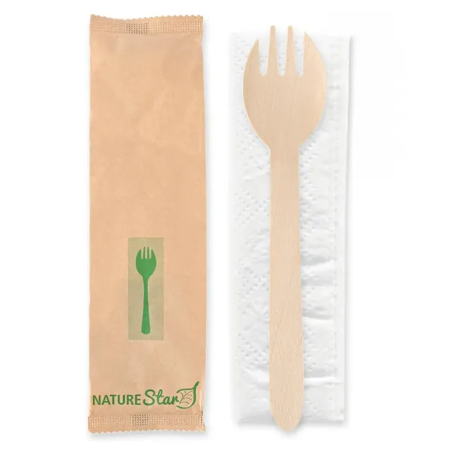 NatureStar Holz Besteckset Spork 500 Stück Wachs