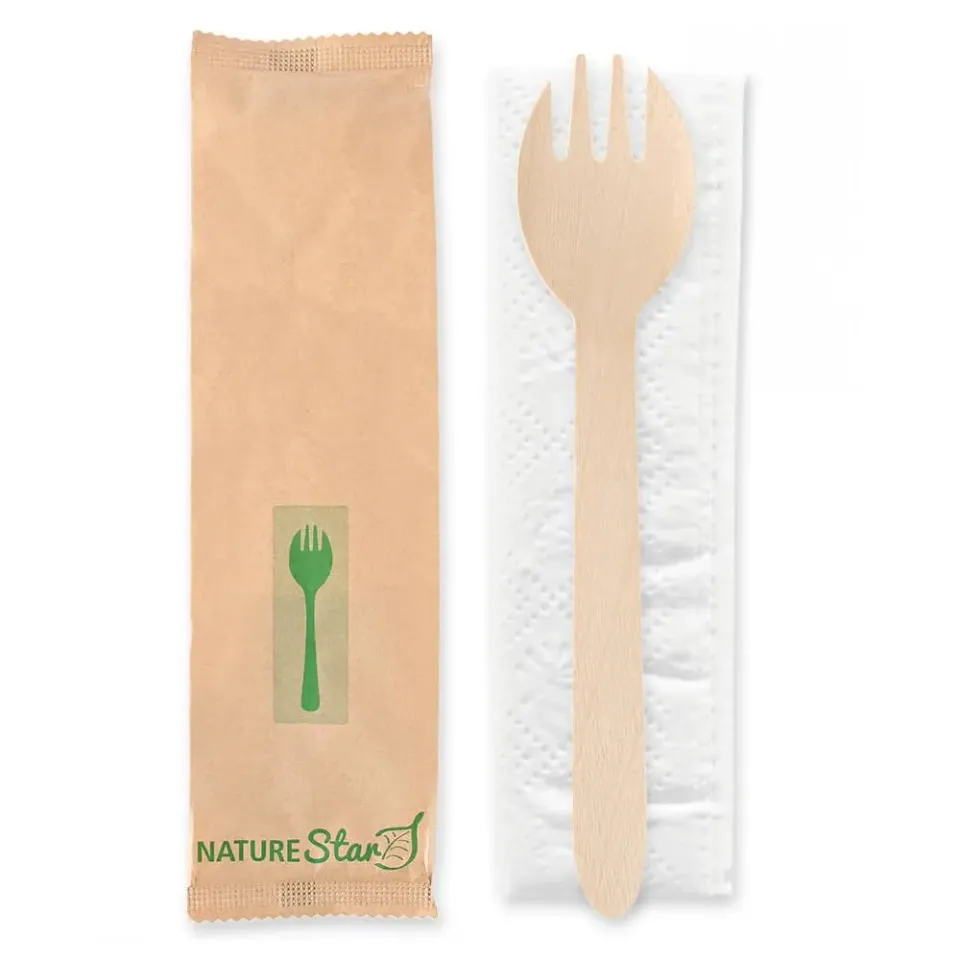 NatureStar Holz Besteckset Spork 500 Stück Wachs