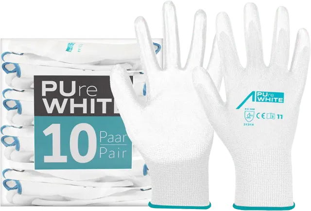 ACE PUre White PU-Arbeitshandschuhe 10 Paar Gr. 07-S weiß