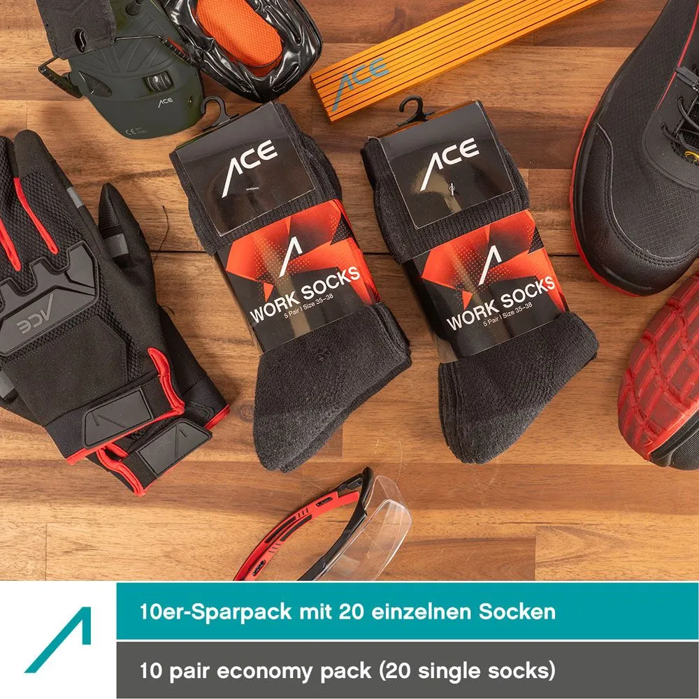 ACE Arbeitssocken 10 Paar Baumwollmix Gr. 35-50