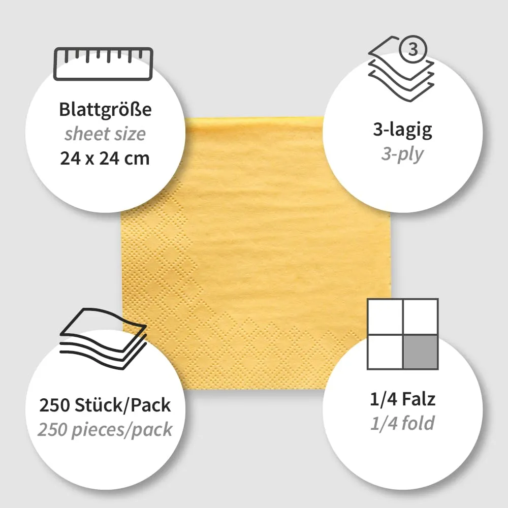 NatureStar Cocktail-Servietten gelb 24x24cm 3-lagig 1000 Stück