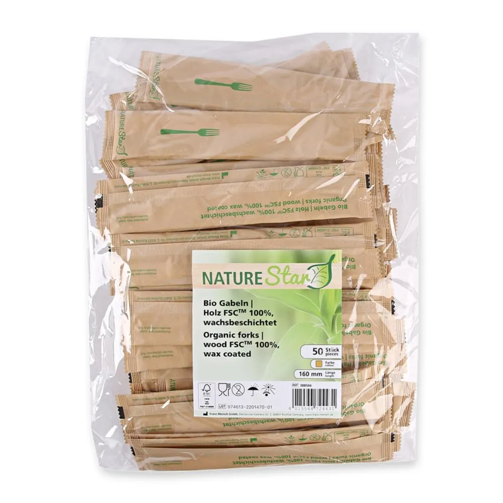Franz Mensch NatureStar Gabel Holz 16cm einzeln 500 Stk beschichtet