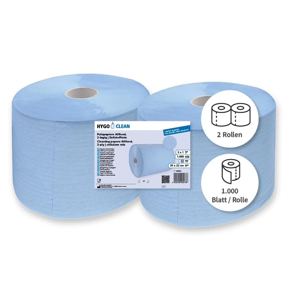 Franz Mensch Hygoclean Putzpapierrollen blau 2 Stk. 35x38 cm 2-lagig
