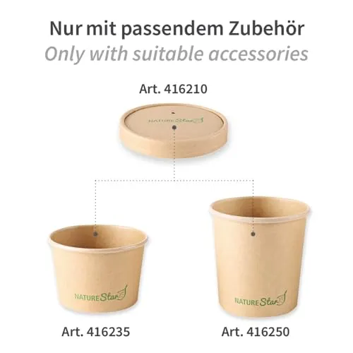 NatureStar Minestrone Deckel Suppenbecher 500 Stück Ø 9,7 cm kompostierbar