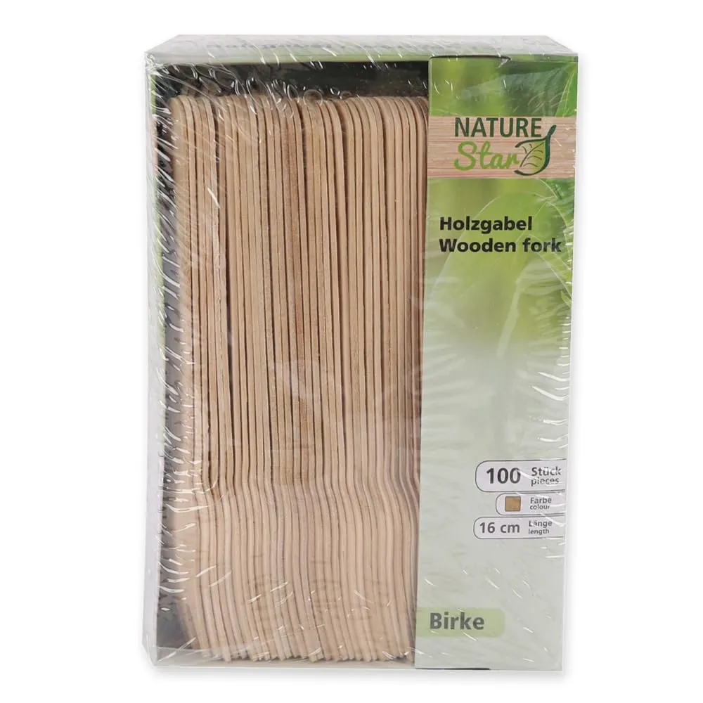 NatureStar Gabel Holz natur 16cm 2400 Stück Spenderbox
