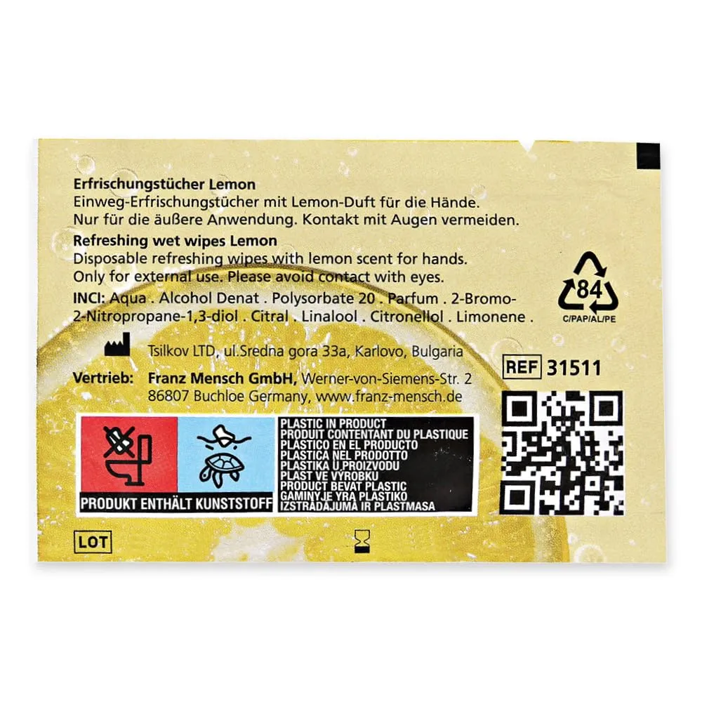 Hygostar Lemon Erfrischungstücher 400 Stück einzeln verpackt