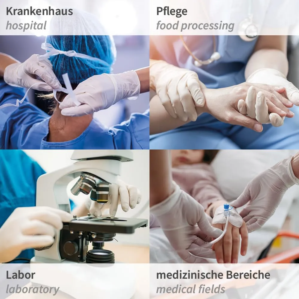 Hygomed Med Grip Latexhandschuhe weiß 9/L 100 Stück puderfrei