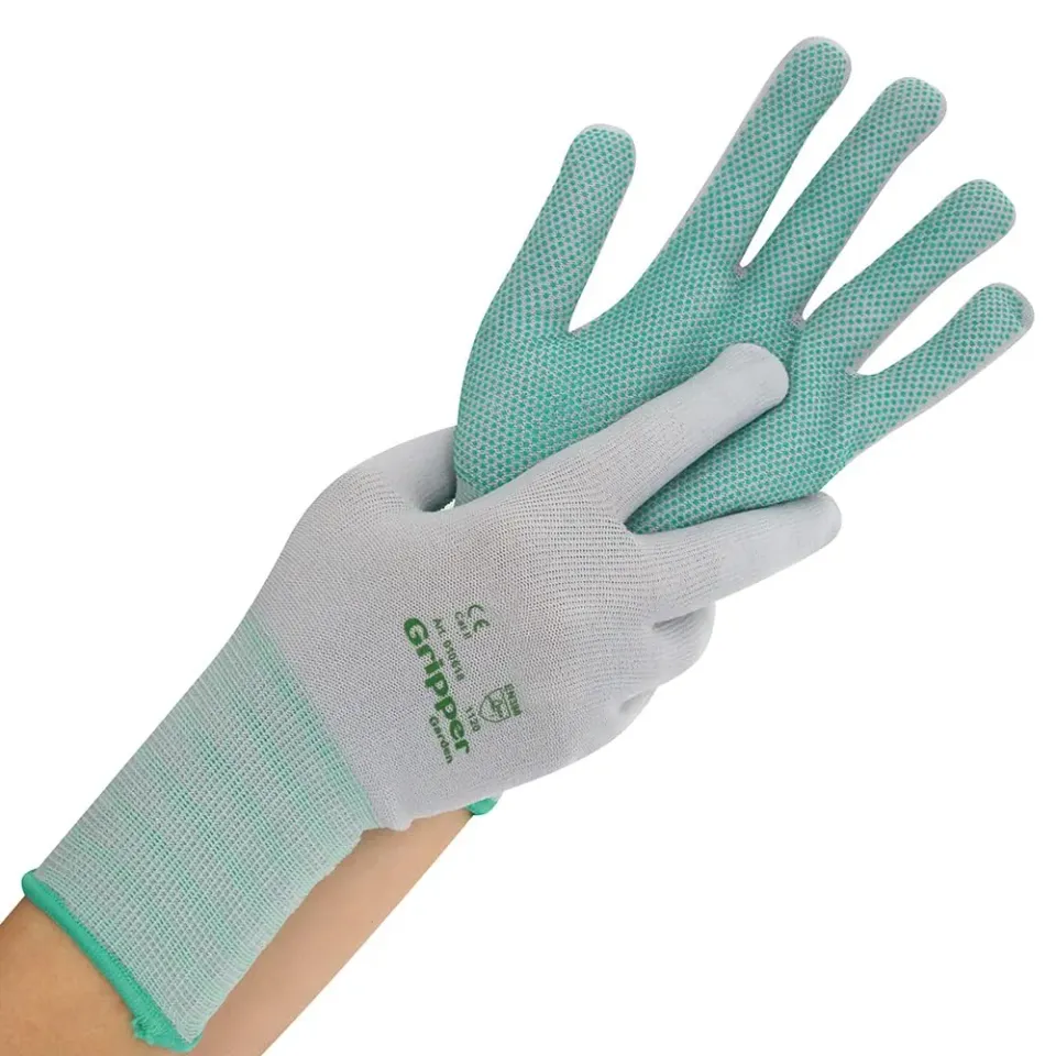 Hygostar Gripper Feinstrickhandschuhe grau-grün 10/XL 24 Stk griffig