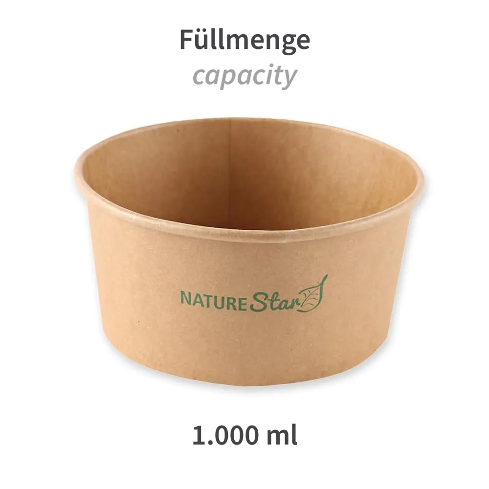 NatureStar Caesar Salatschalen 1000ml braun 300 Stück PE-beschichtet