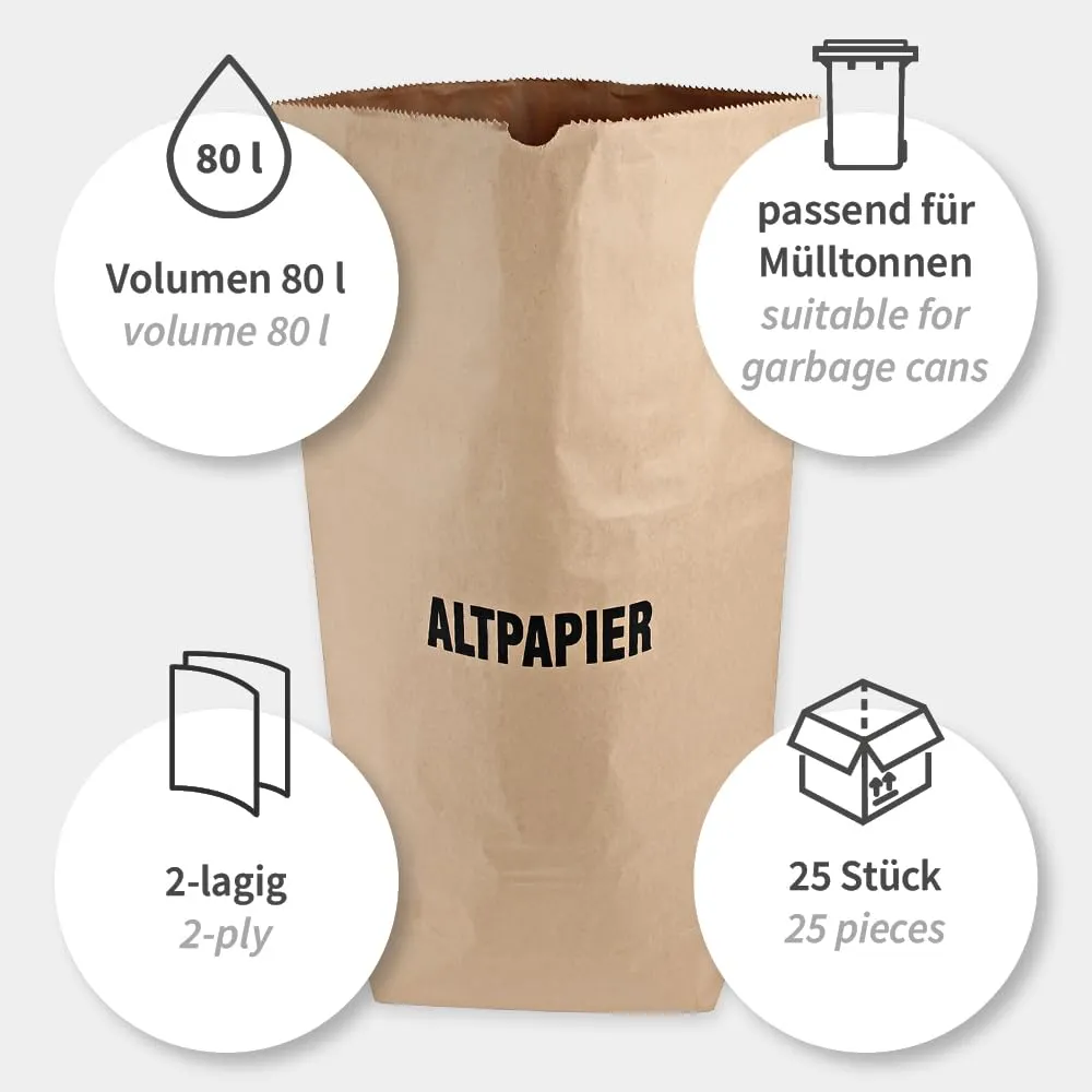 NATUREStar Papiermüllsäcke 80L Altpapier 100 Stück
