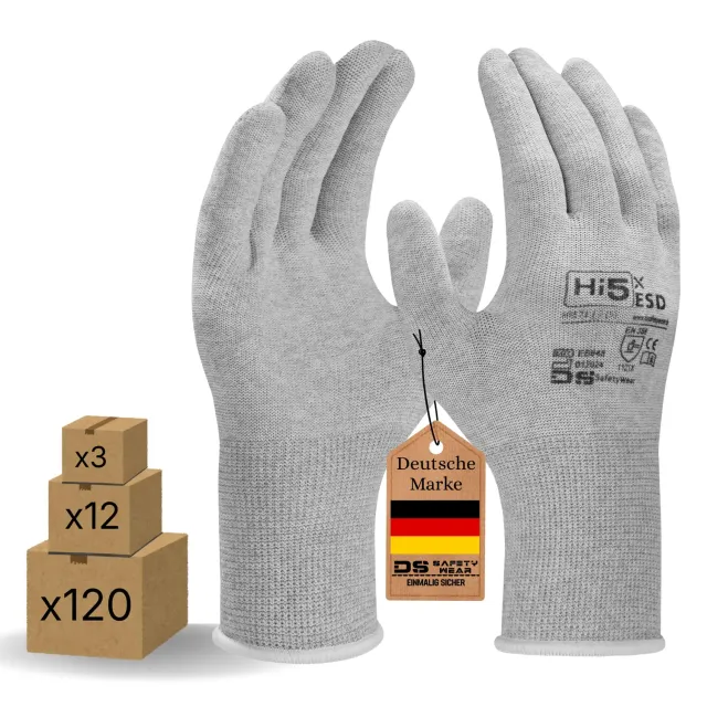 Hi5 X-ESD HI571 Arbeitshandschuhe M 3 Stück ESD weiß