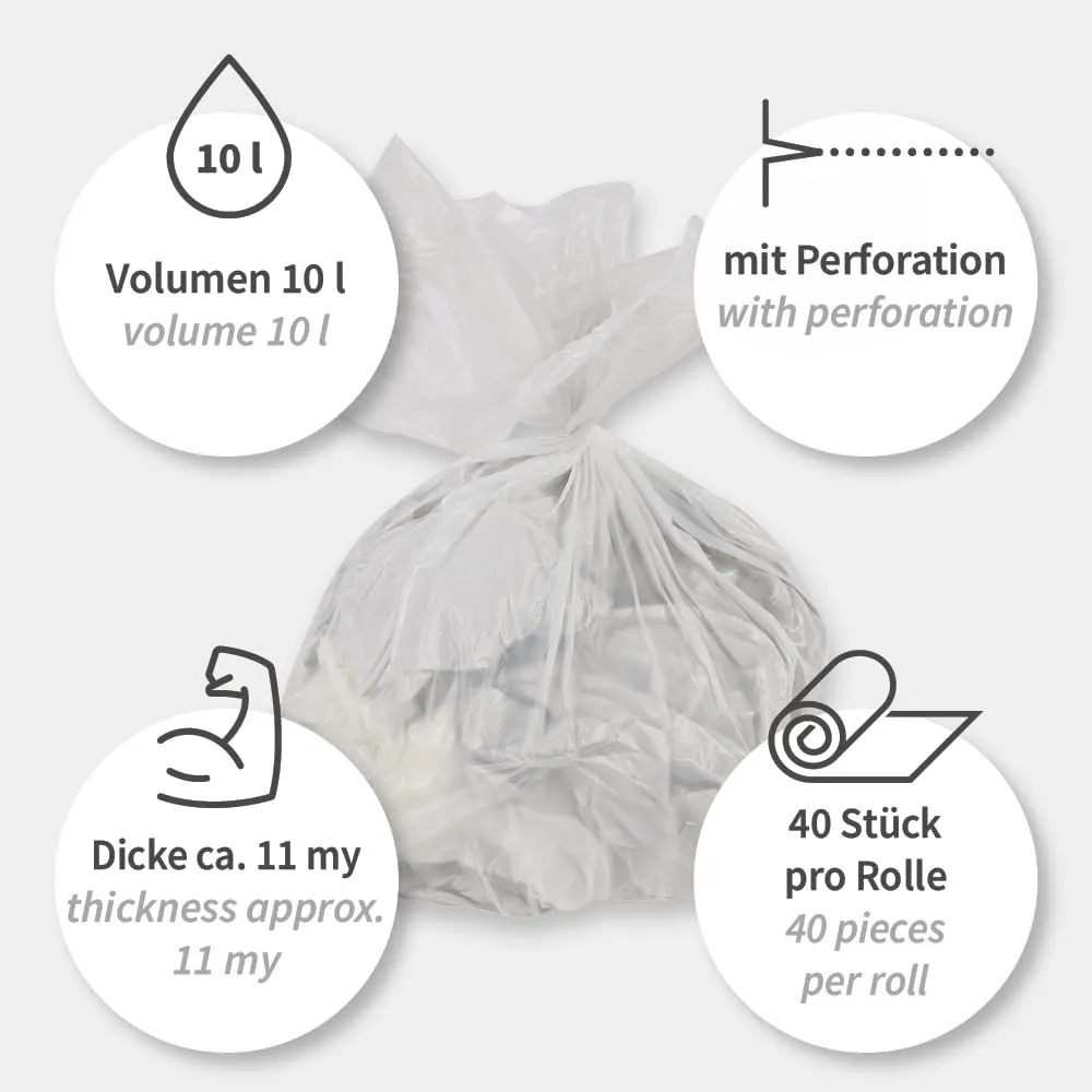 Hygoclean Müllbeutel 10l 1920x weiß HDPE