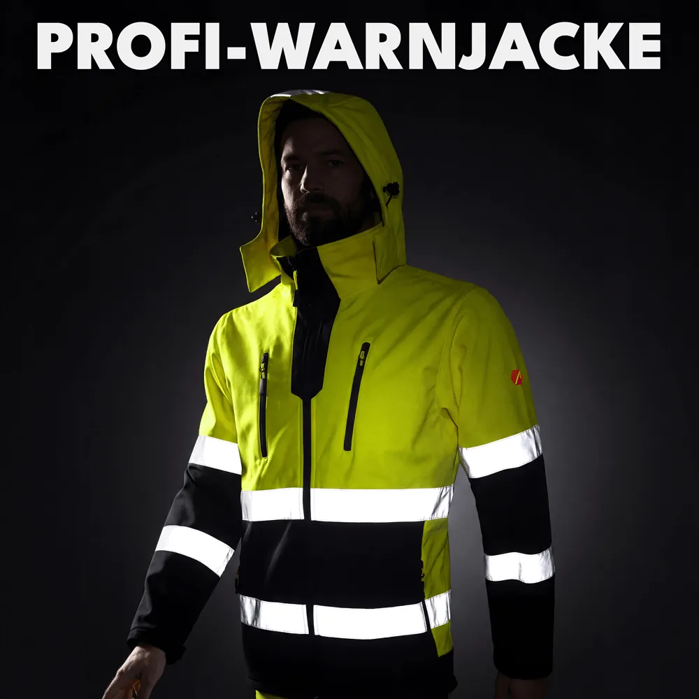 ACE Neon Softshell Warnjacke Gelb L Klasse 2