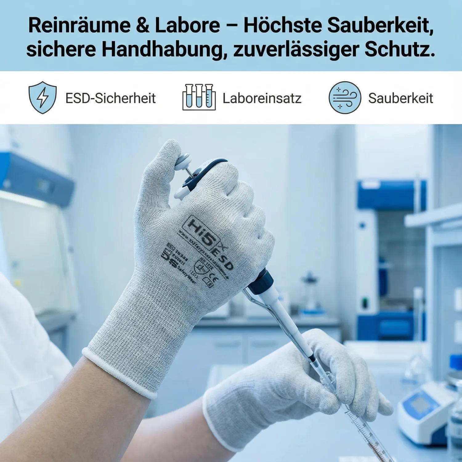 Hi5 X-ESD HI571 Arbeitshandschuhe M 3 Stück ESD weiß
