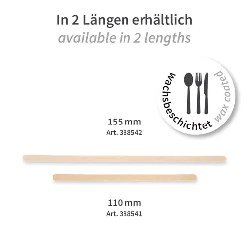 NatureStar Rührstäbchen Holz 110 mm 10000 Stück wachsbeschichtet