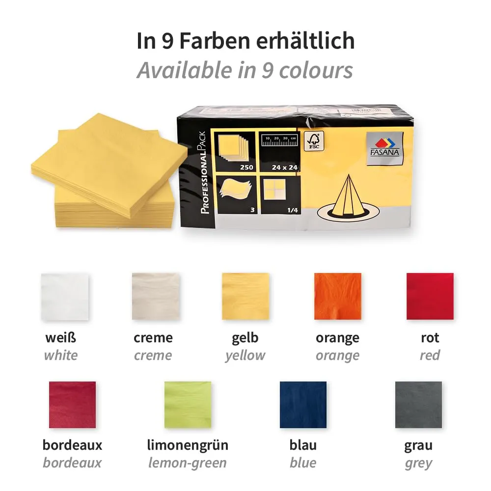 NatureStar Cocktail-Servietten gelb 24x24cm 3-lagig 1000 Stück
