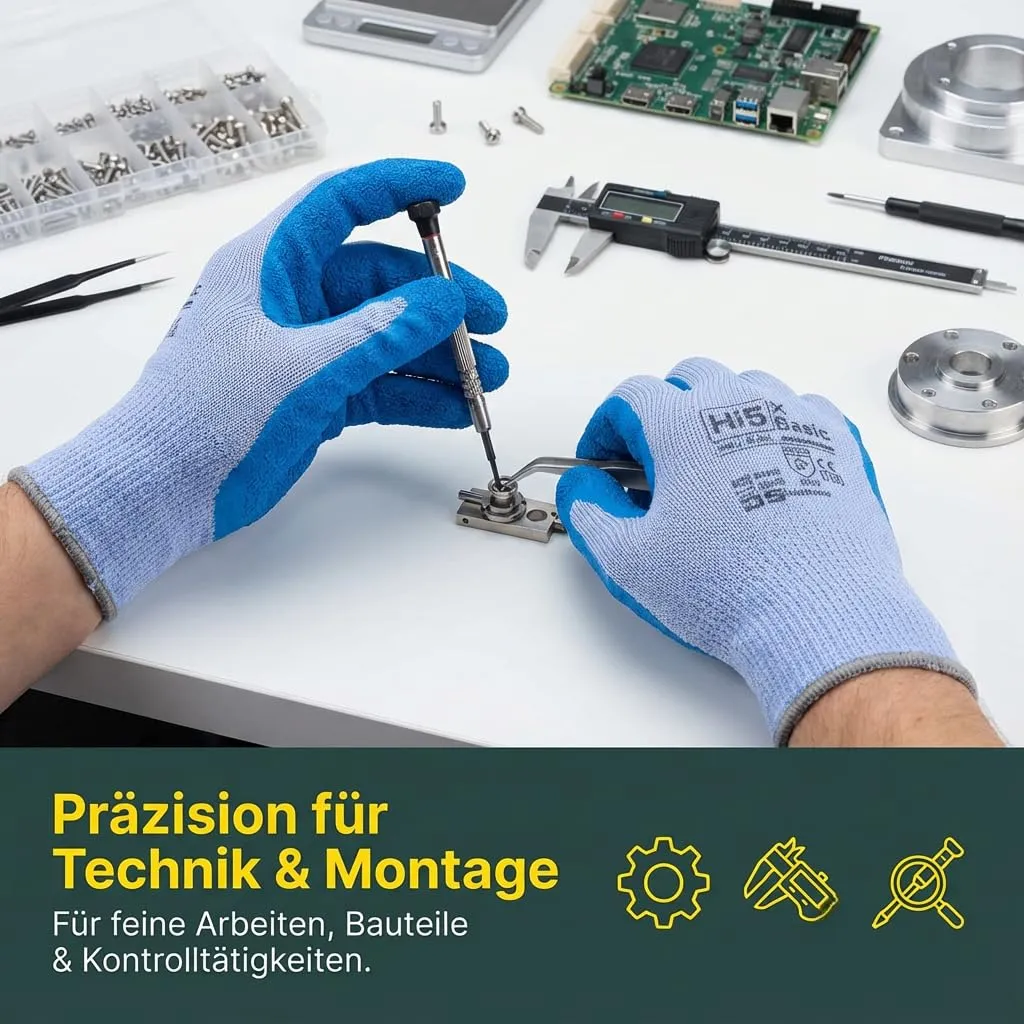 Hi5 X-Basic HI585 Arbeitshandschuhe M 3 Stück Latex-Grip