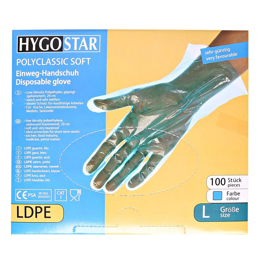 Hygostar Polyclassic Soft Folienhandschuhe 8/M blau 50er